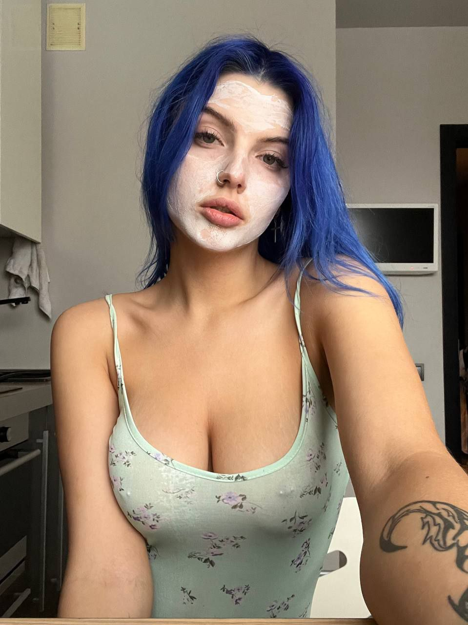 Exciting amateur Braless Blue Hair Nipples Tattoo porn HotiFy (@hotify)